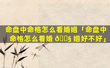 命盘中命格怎么看婚姻「命盘中命格怎么看婚 🐧 姻好不好」